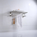 Wall-Mounted Towel Rack Stainless Steel Shelf & Rail
