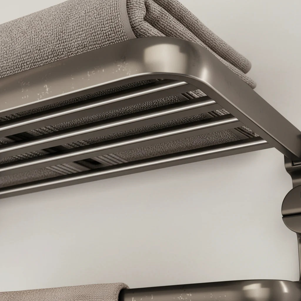 Wall-Mounted Towel Shelf No-Drill Suction Stainless Steel
