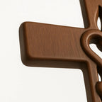 Wall Ornament Handcrafted Natural Wood Intertwined Heart Cross