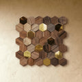 Wall Panel Solid Wood Hexagonal Mosaic Walnut Finish
