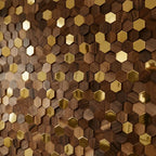 Wall Panel Solid Wood Hexagonal Mosaic Walnut Finish