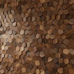 Wall Panel Solid Wood Hexagonal Mosaic Walnut Finish