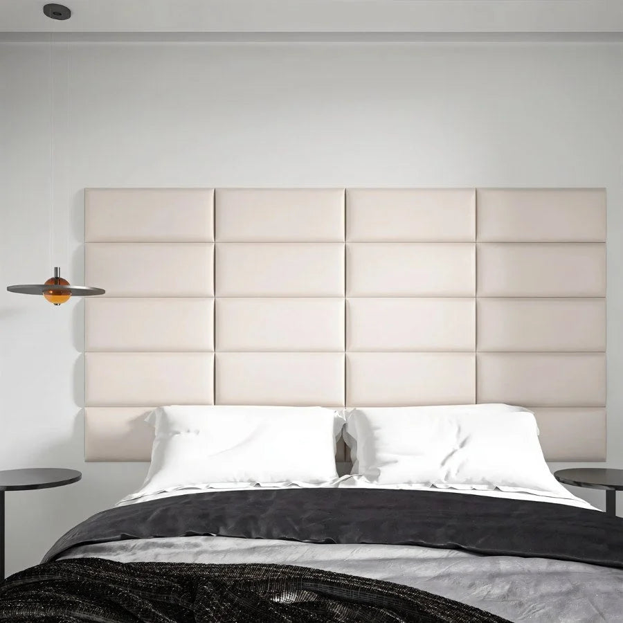 Wall Panels Faux Leather Rectangular Set of 4