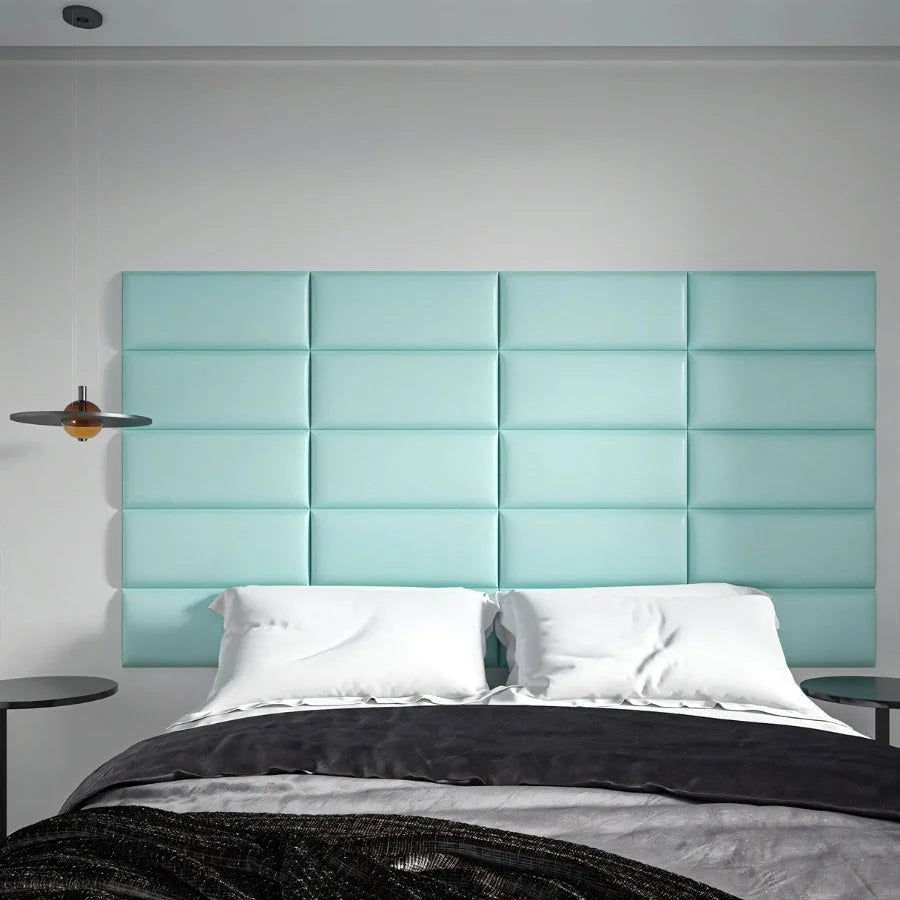 Wall Panels Faux Leather Rectangular Set of 4