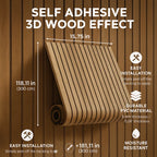 Wall Panels Peel-and-Stick 3D Faux Wood Water-Resistant & Scratch-Proof