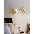 Wall Sconce Adjustable Arm Cylindrical Shade Brass & Black