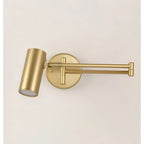 Wall Sconce Adjustable Arm Cylindrical Shade Brass & Black