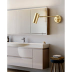 Wall Sconce Adjustable Arm Cylindrical Shade Brass & Black