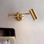 Wall Sconce Adjustable Arm Cylindrical Shade Brass & Black