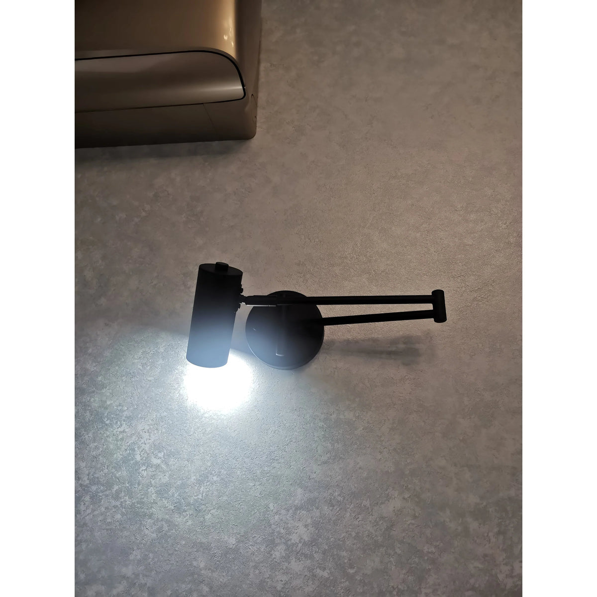 Wall Sconce Adjustable Arm Cylindrical Shade Brass & Black