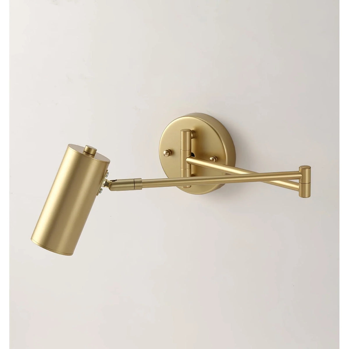 Wall Sconce Adjustable Arm Cylindrical Shade Brass & Black