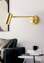 Wall Sconce Adjustable Arm Cylindrical Shade Brass & Black