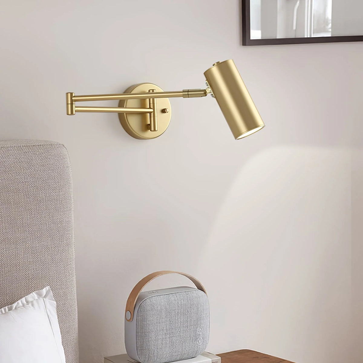 Wall Sconce Adjustable Arm Cylindrical Shade Brass & Black