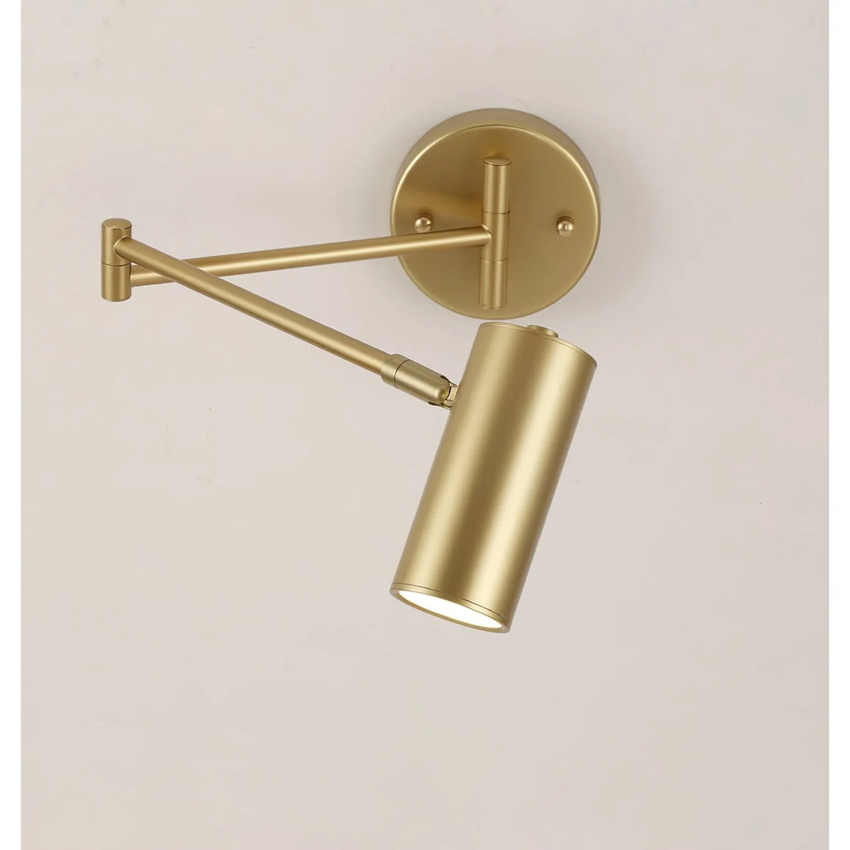 Wall Sconce Adjustable Arm Cylindrical Shade Brass & Black
