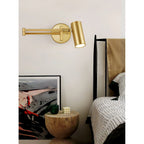 Wall Sconce Adjustable Arm Cylindrical Shade Brass & Black