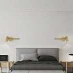 Wall Sconce Adjustable Arm Cylindrical Shade Brass & Black