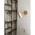 Wall Sconce Adjustable Arm Cylindrical Shade Brass & Black