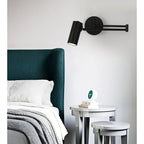 Wall Sconce Adjustable Arm Cylindrical Shade Brass & Black