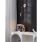 Wall Sconce Adjustable Arm Cylindrical Shade Brass & Black