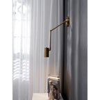 Wall Sconce Adjustable Arm Cylindrical Shade Brass & Black
