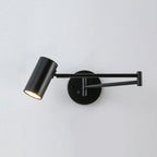 Wall Sconce Adjustable Arm Cylindrical Shade Brass & Black