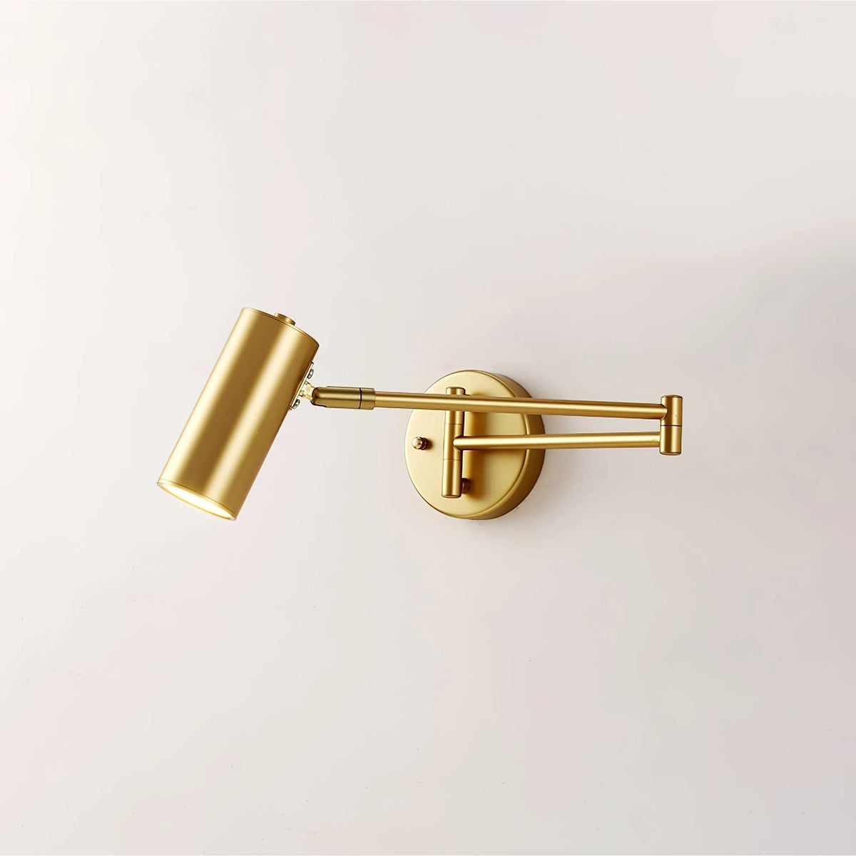 Wall Sconce Adjustable Arm Cylindrical Shade Brass & Black
