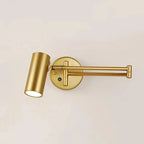 Wall Sconce Adjustable Arm Cylindrical Shade Brass & Black