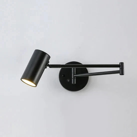 Wall Sconce Adjustable Arm Cylindrical Shade Brass & Black
