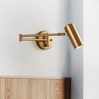 Wall Sconce Adjustable Arm Cylindrical Shade Brass & Black
