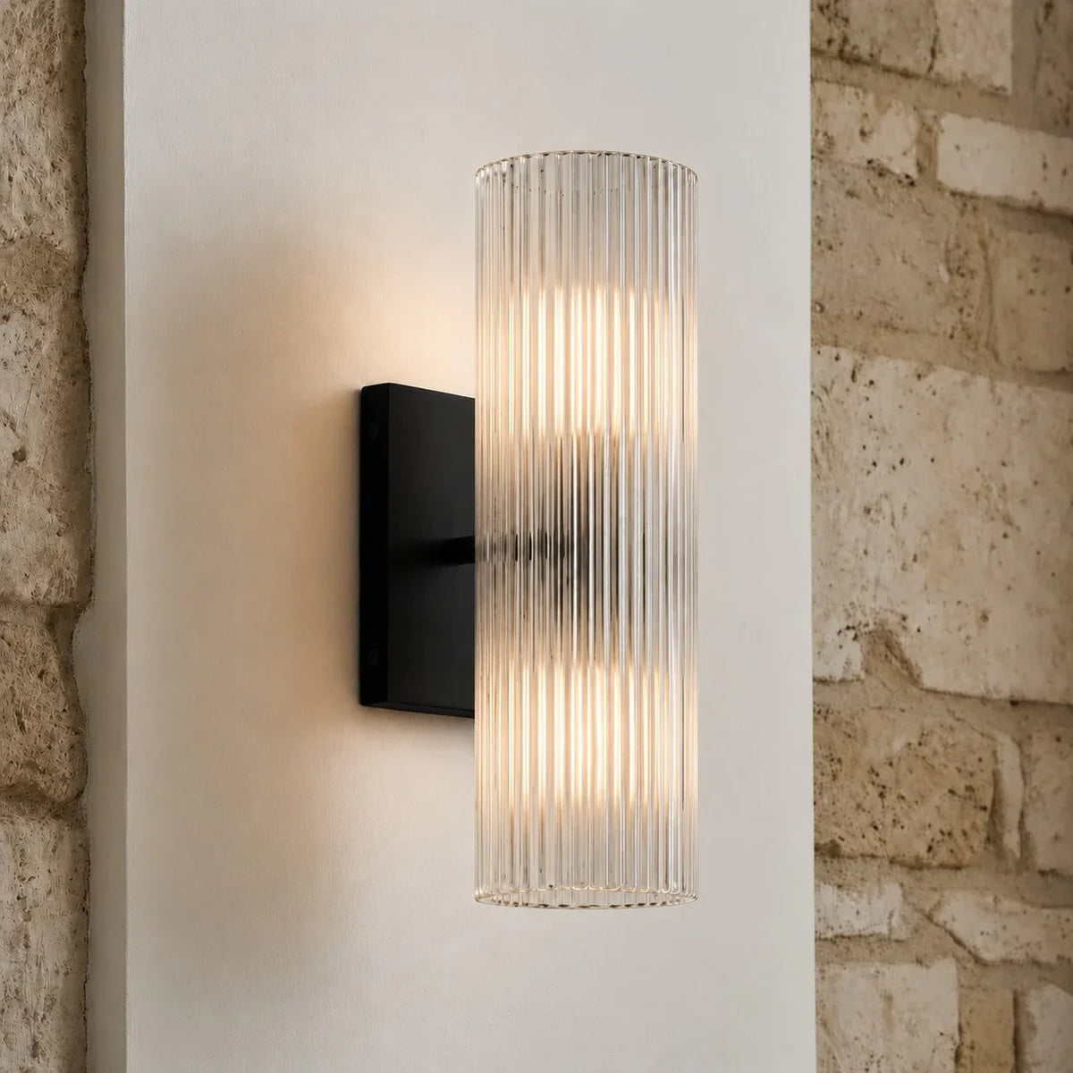 Wall Sconce Alabaster & Ribbed Glass Dimmable