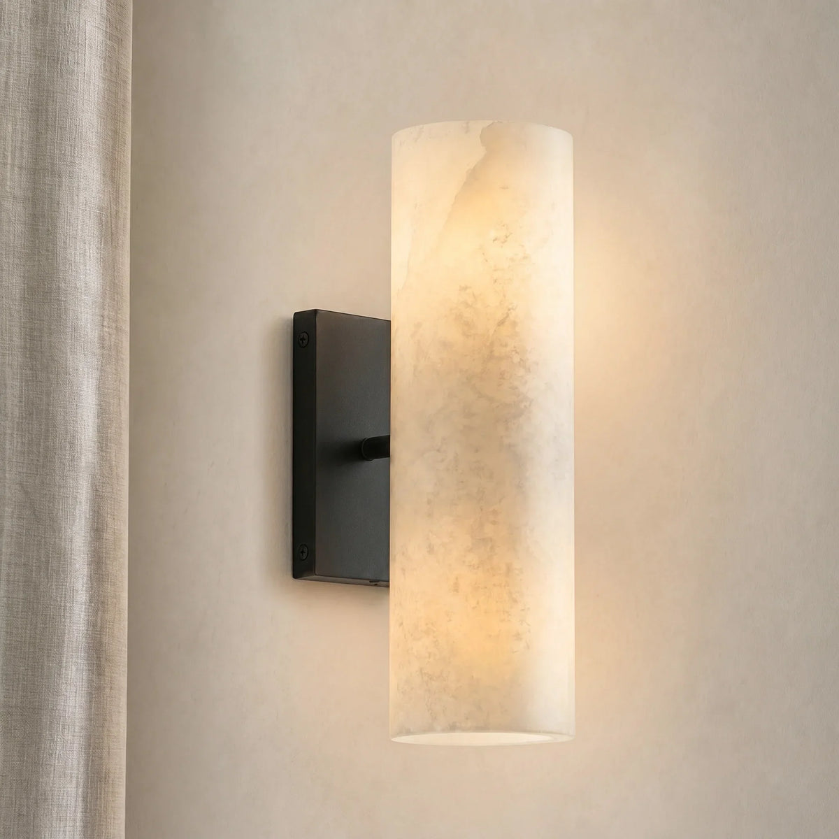 Wall Sconce Alabaster & Ribbed Glass Dimmable