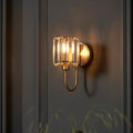 Wall Sconce Antique Brass Finish Faceted Glass Shade