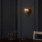 Wall Sconce Antique Brass Finish Faceted Glass Shade