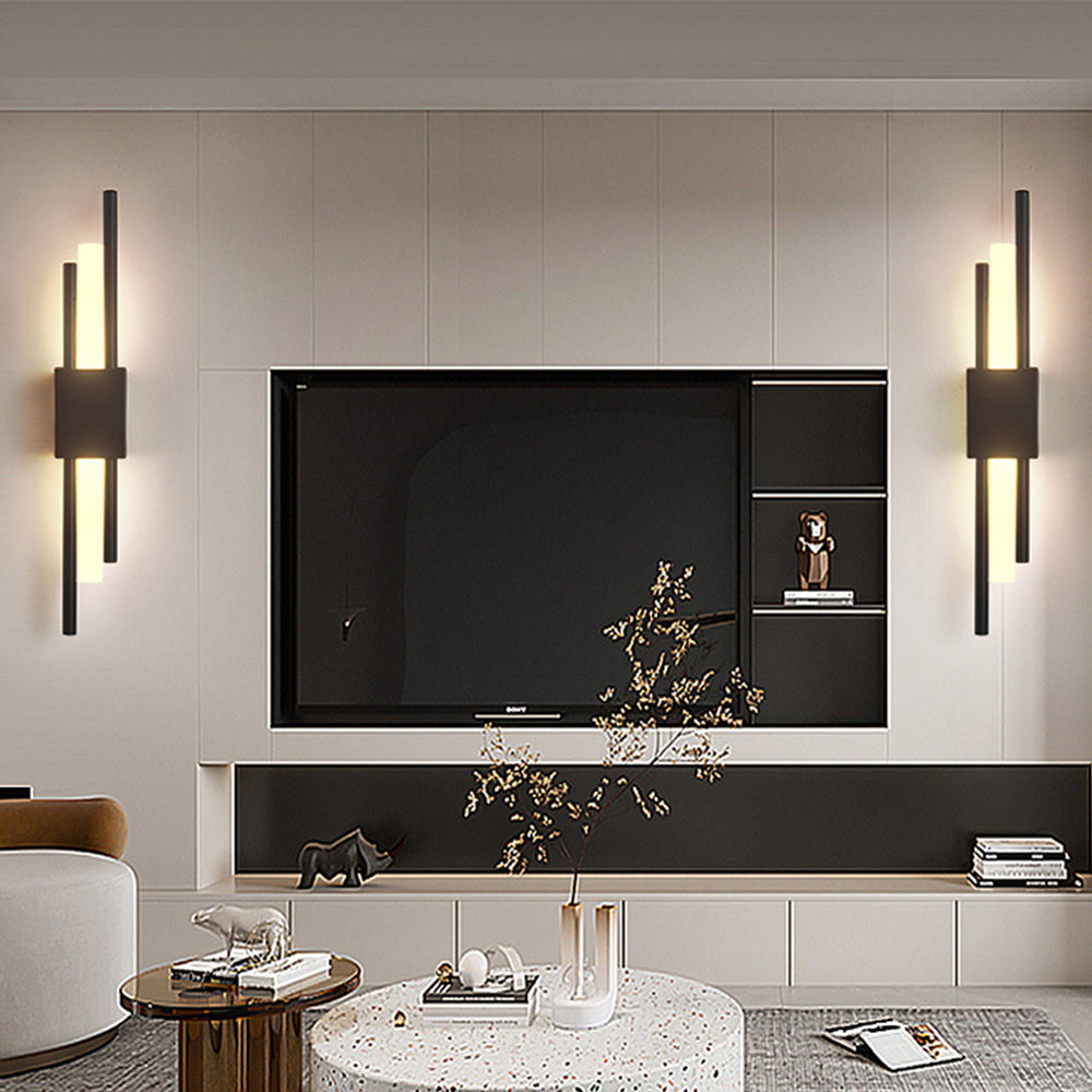 Wall Sconce Black & Gold Iron and Acrylic LED