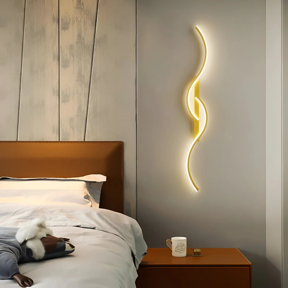 Wall Sconce Curved LED Dimmable Remote Control
