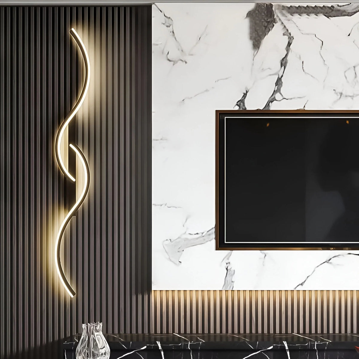 Wall Sconce Curved LED Dimmable Remote Control