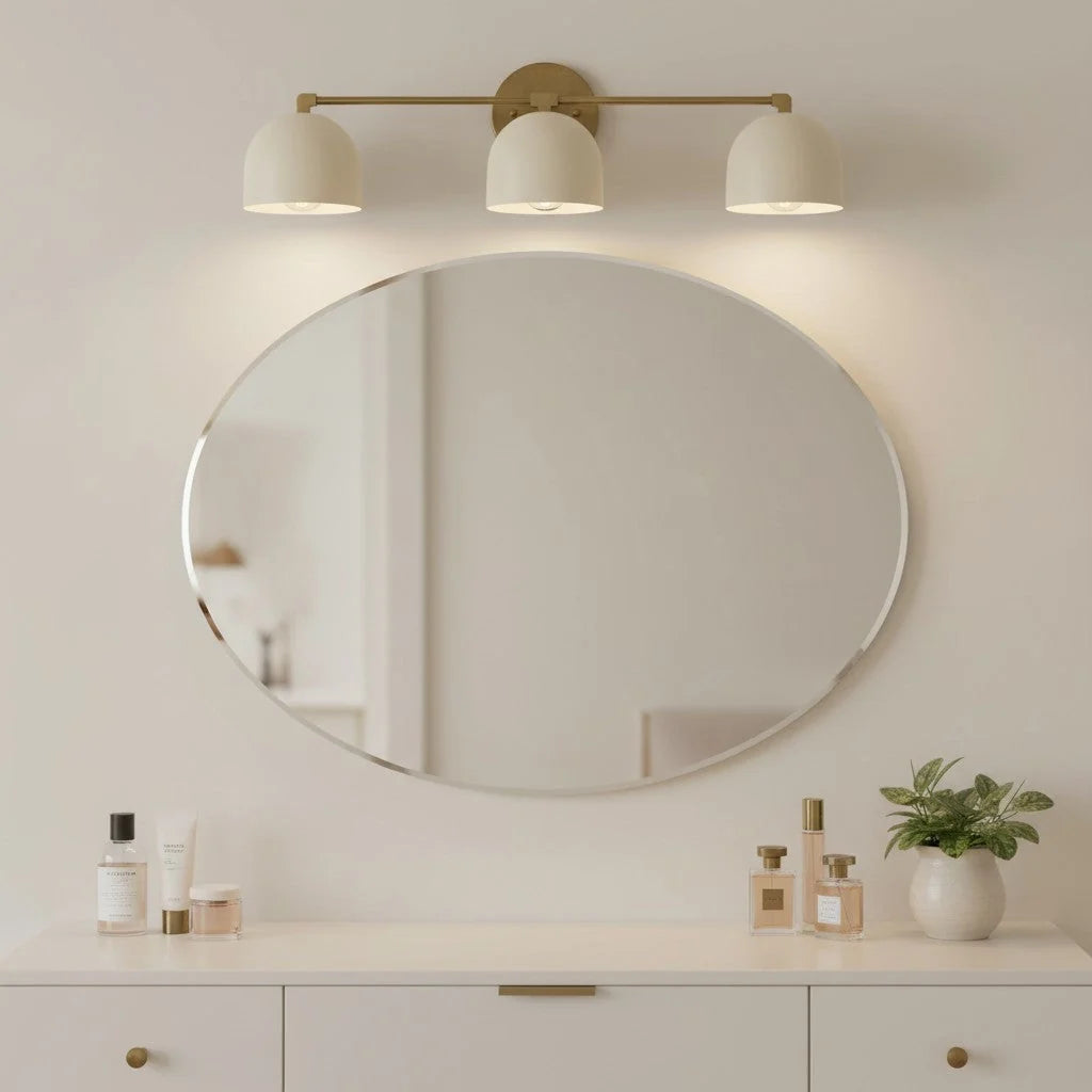 Wall Sconce Deep Spherical Shade Metal Brass & Black