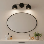Wall Sconce Deep Spherical Shade Metal Brass & Black