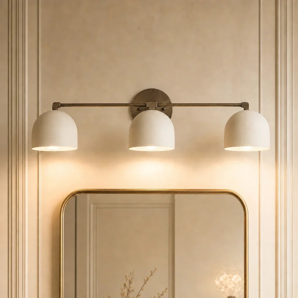Wall Sconce Deep Spherical Shade Metal Brass & Black