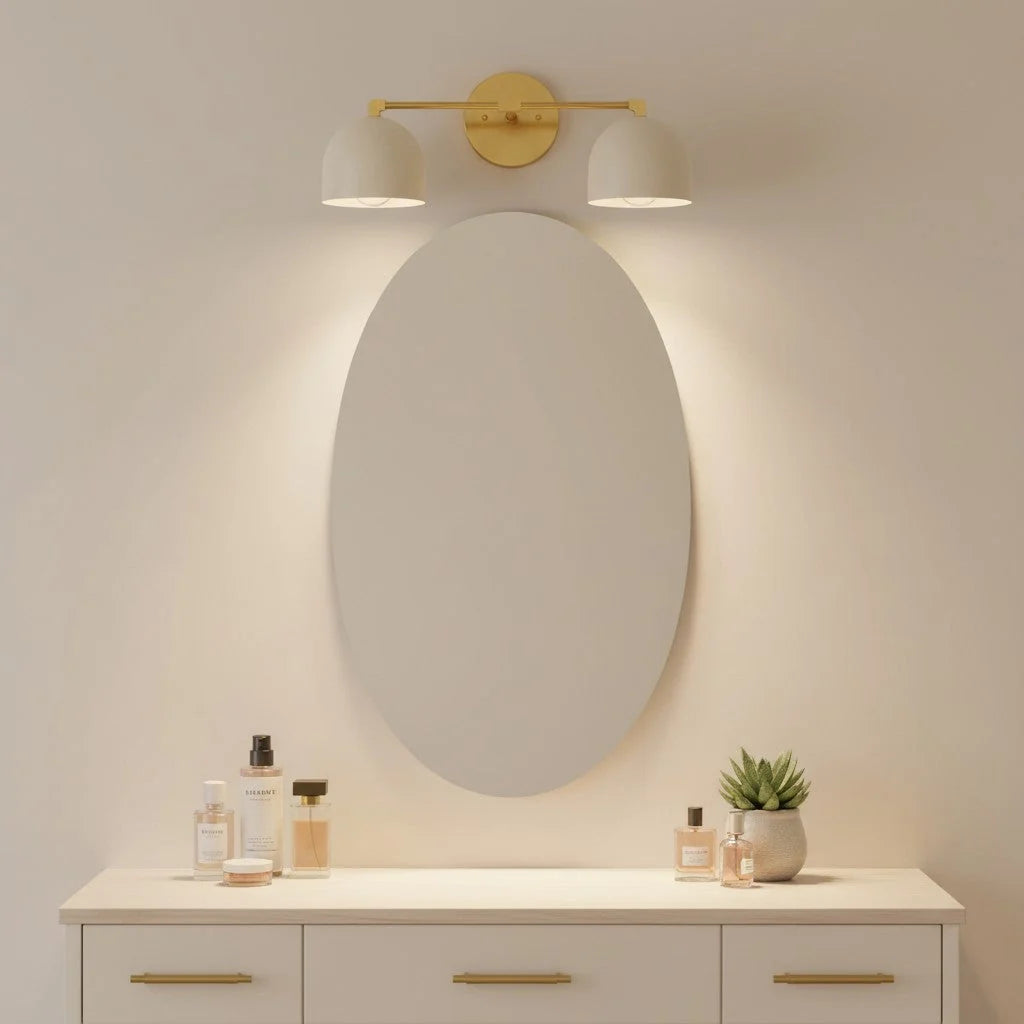 Wall Sconce Deep Spherical Shade Metal Brass & Black