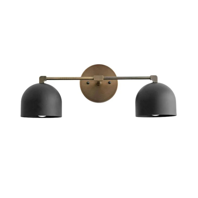 Wall Sconce Deep Spherical Shade Metal Brass & Black