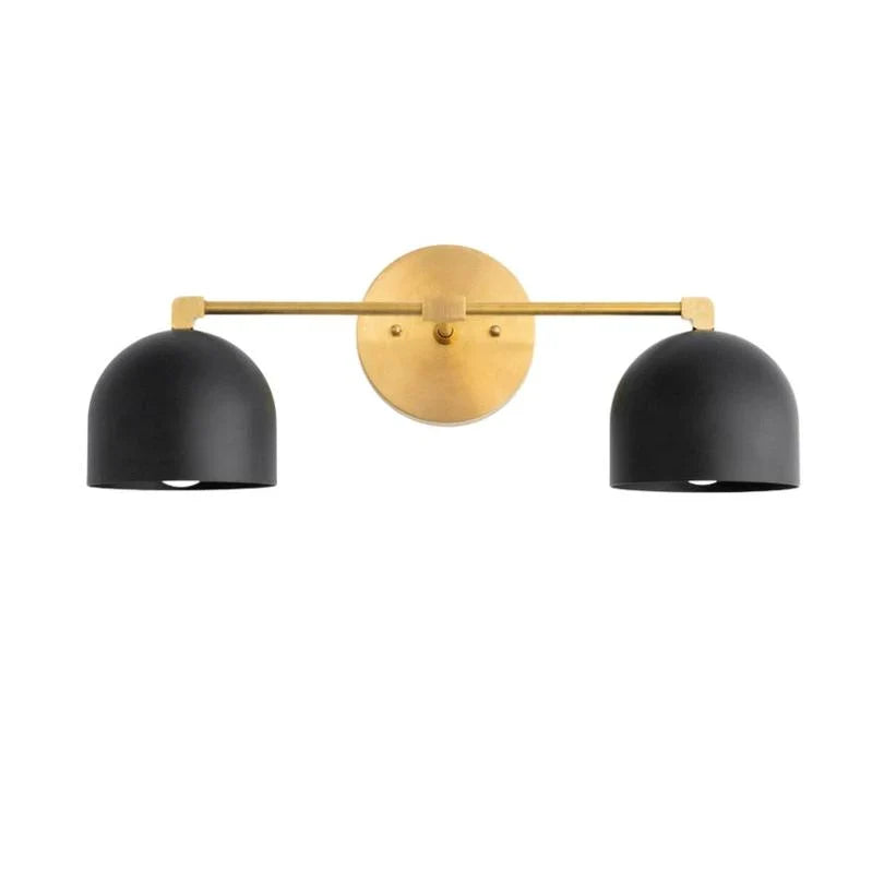 Wall Sconce Deep Spherical Shade Metal Brass & Black