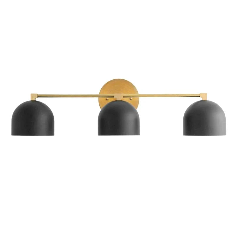 Wall Sconce Deep Spherical Shade Metal Brass & Black
