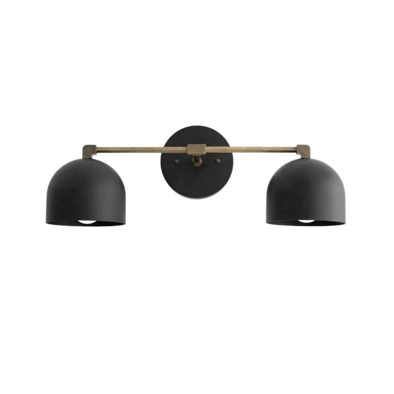 Wall Sconce Deep Spherical Shade Metal Brass & Black