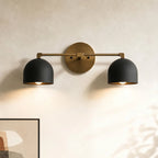 Wall Sconce Deep Spherical Shade Metal Brass & Black