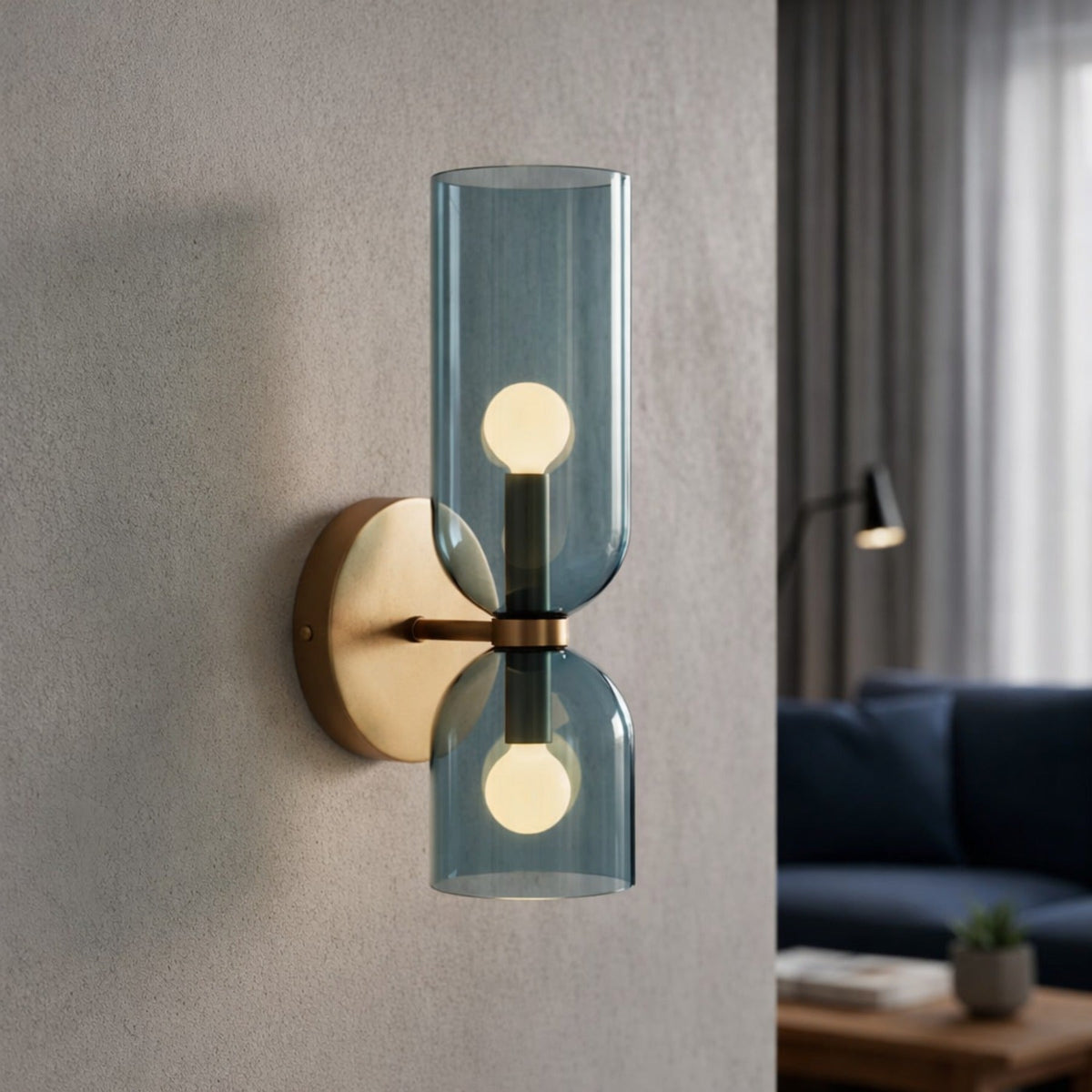 Wall Sconce Dual Glass Cylinders Soft Diffused LED Light