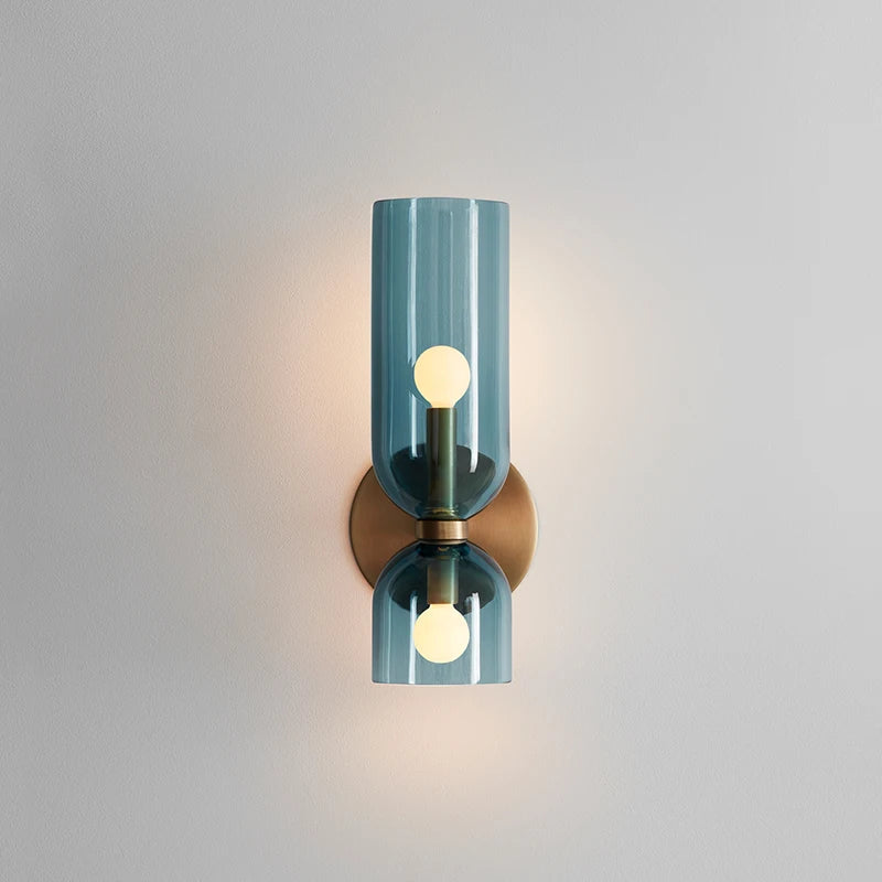 Wall Sconce Dual Glass Cylinders Soft Diffused LED Light