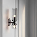 Wall Sconce Dual Glass Cylinders Soft Diffused LED Light