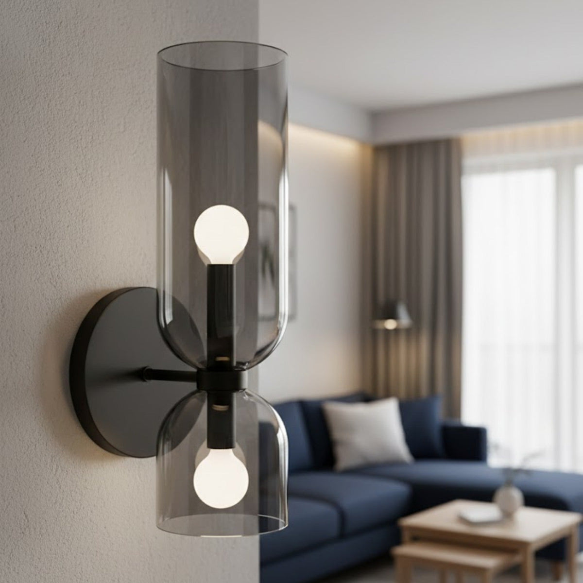 Wall Sconce Dual Glass Cylinders Soft Diffused LED Light