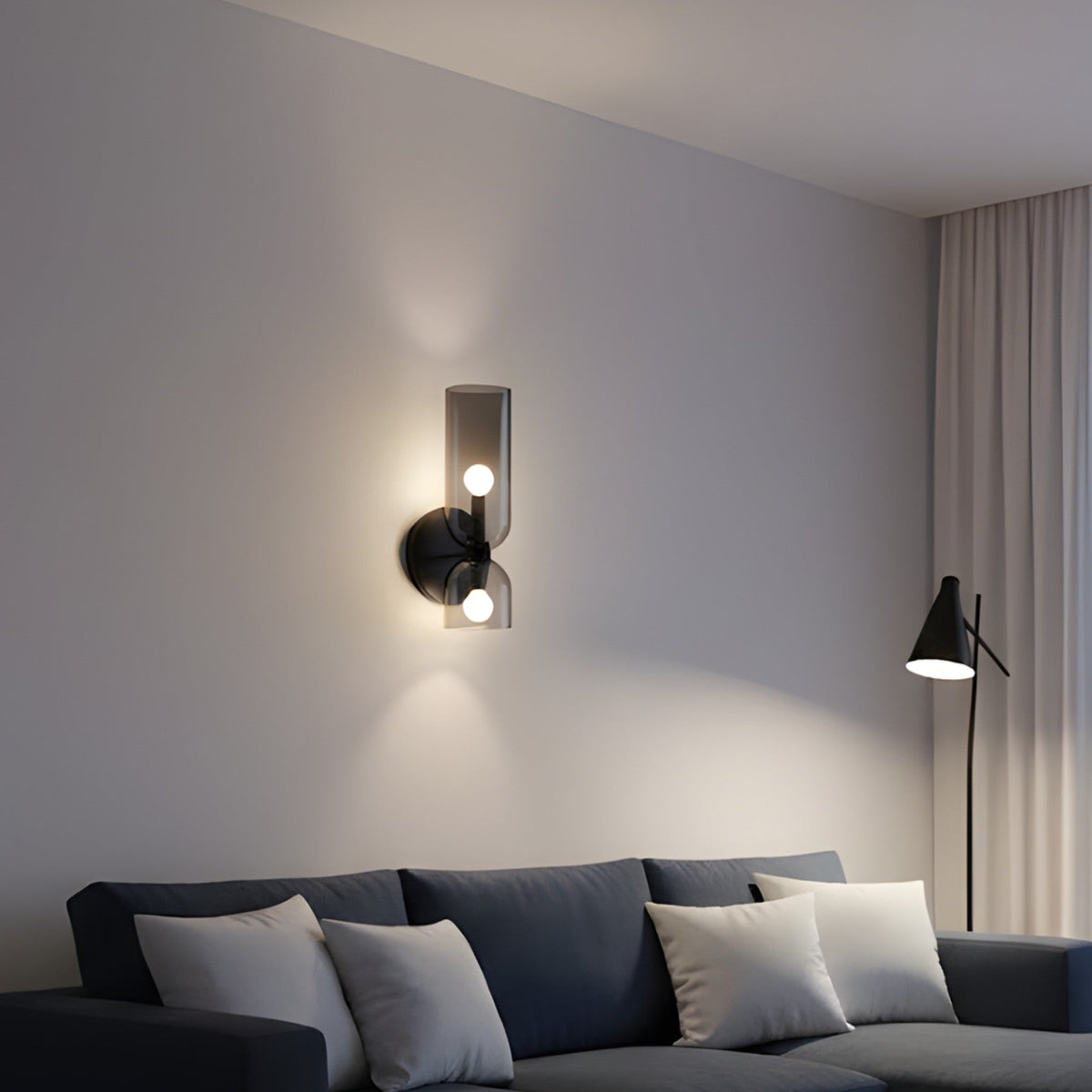 Wall Sconce Dual Glass Cylinders Soft Diffused LED Light
